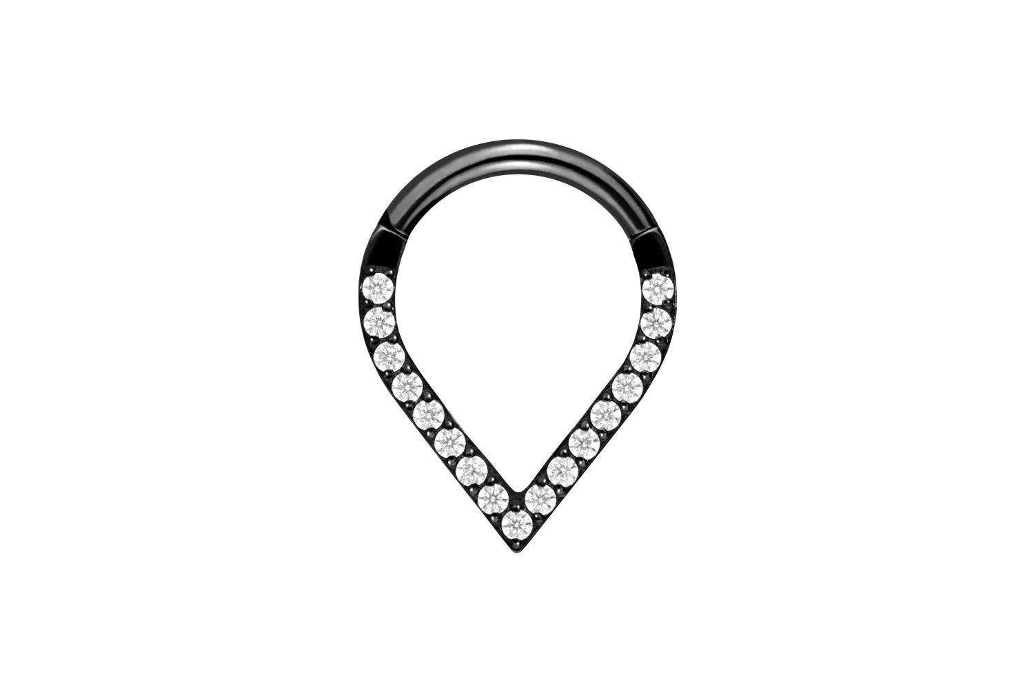 Titan Segmentring Clicker Piercing SPITZ + EINGEFASSTE KRISTALLE